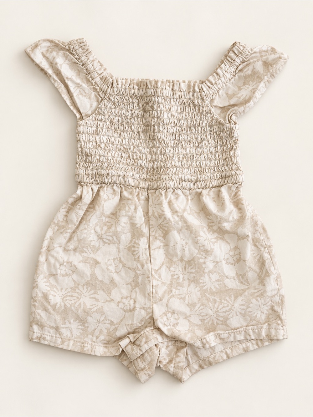 Gap Kids Floral Smocked Romper in Beige